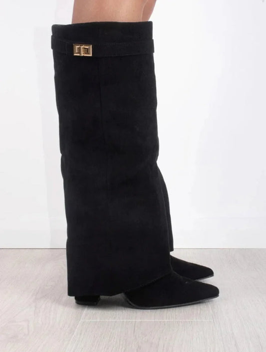 Suede Black Boots