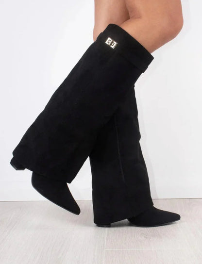 Suede Black Boots