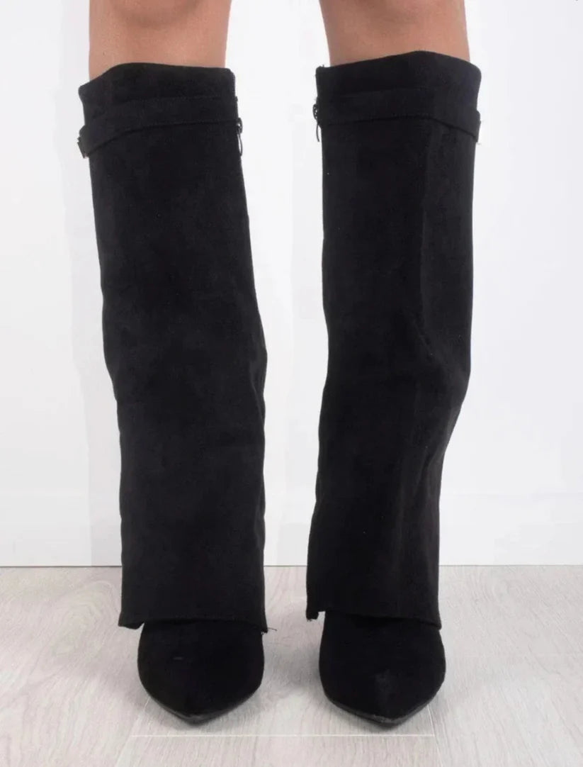 Suede Black Boots