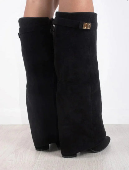 Suede Black Boots