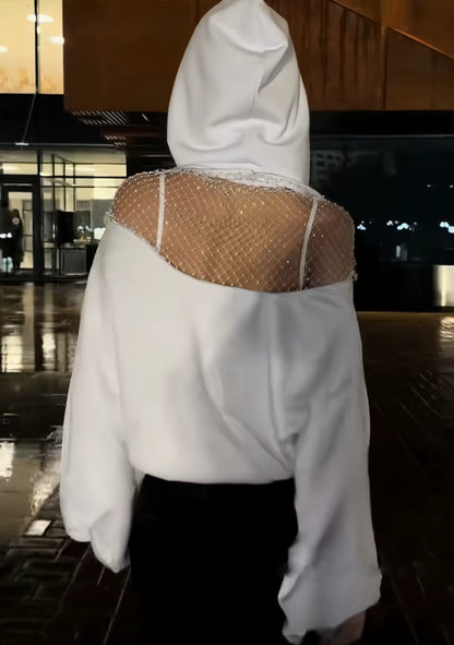 Bluza z kapturem z kryształkami z siateczki Backstage