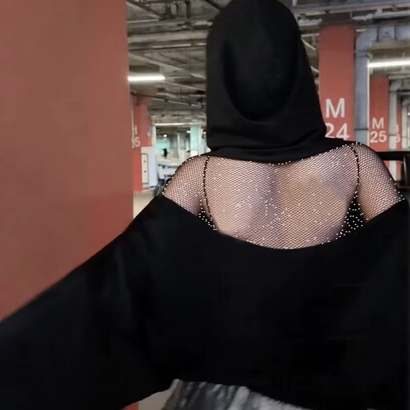 Bluza z kapturem z kryształkami z siateczki Backstage