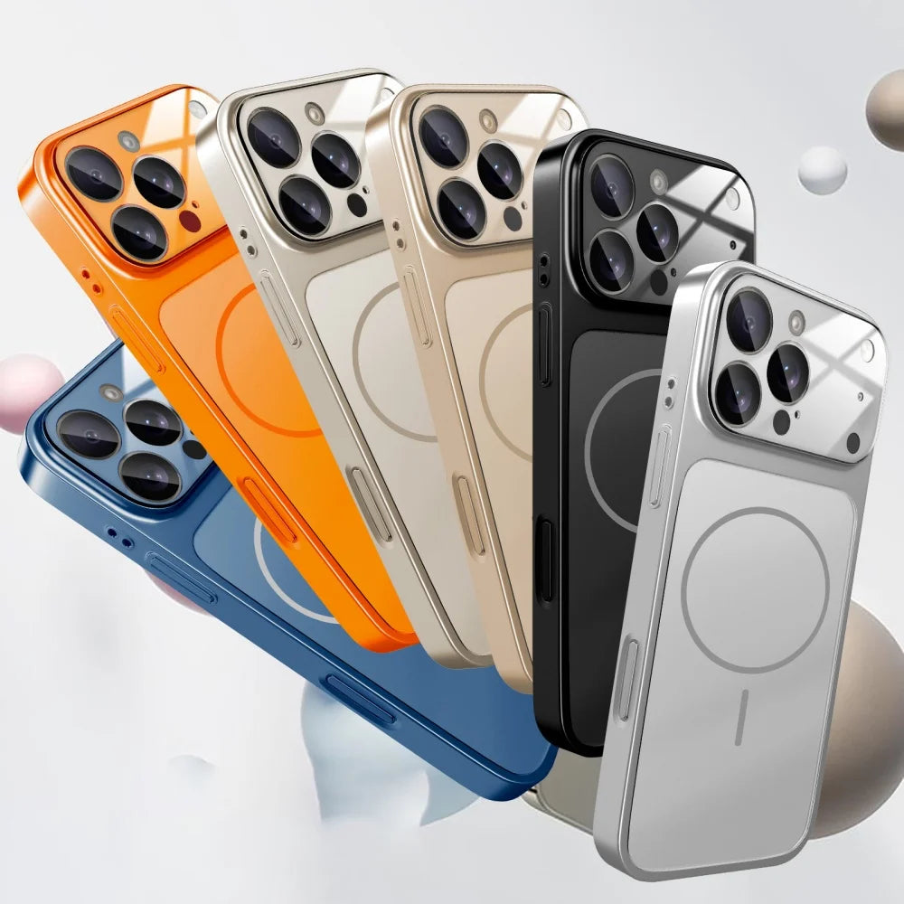 Orange Magsafe Magnetic Glass Case for iPhone